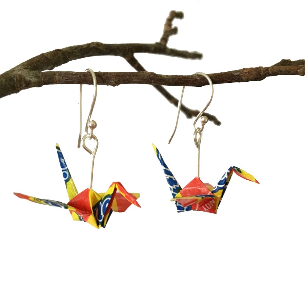 🆕🌸 Candy Crane Origami Earrings in Honey Bit